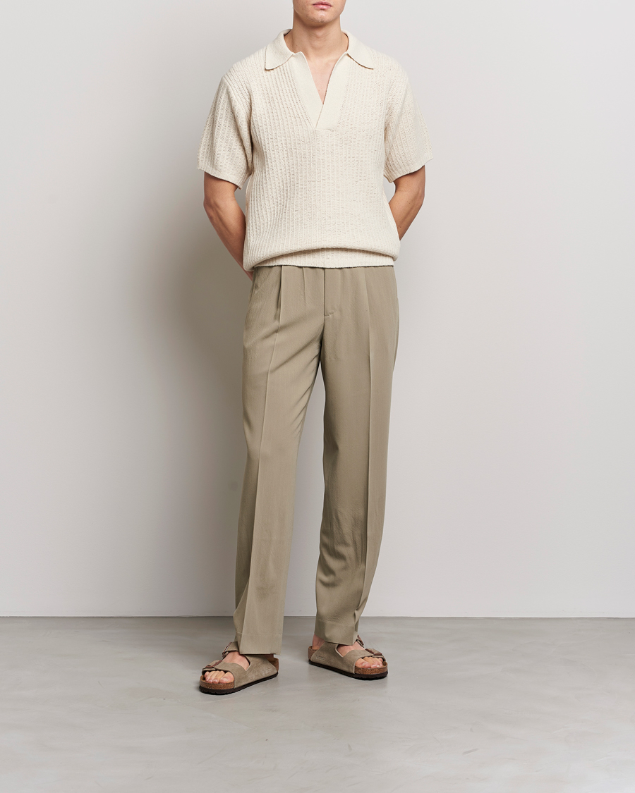 AURALEE RIB KNIT SKIPPER POLO ECRU サイズ3 Auralee Wool Rib Knit Skipper Polo Ecru - CareOfCarl.dk
