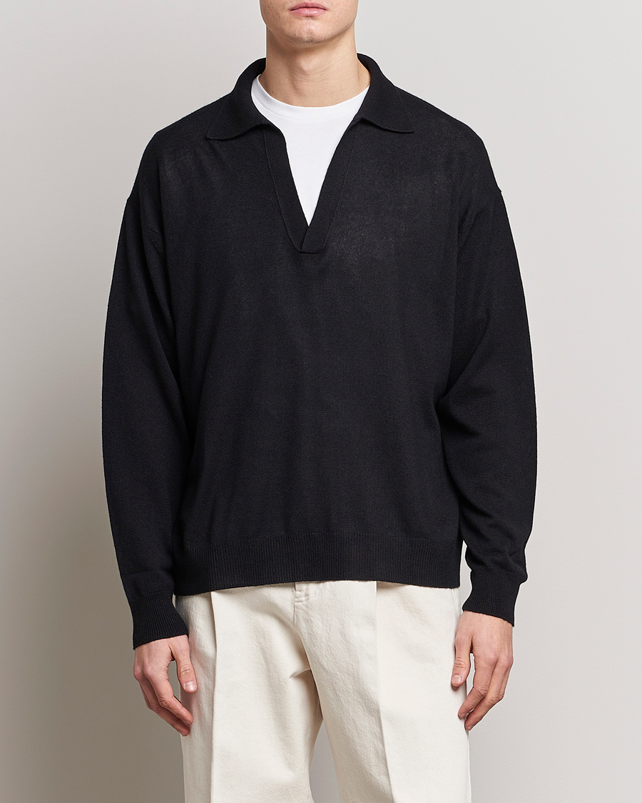 Herre | Trøjer | Auralee | Cashmere/Silk Skipper Polo Black