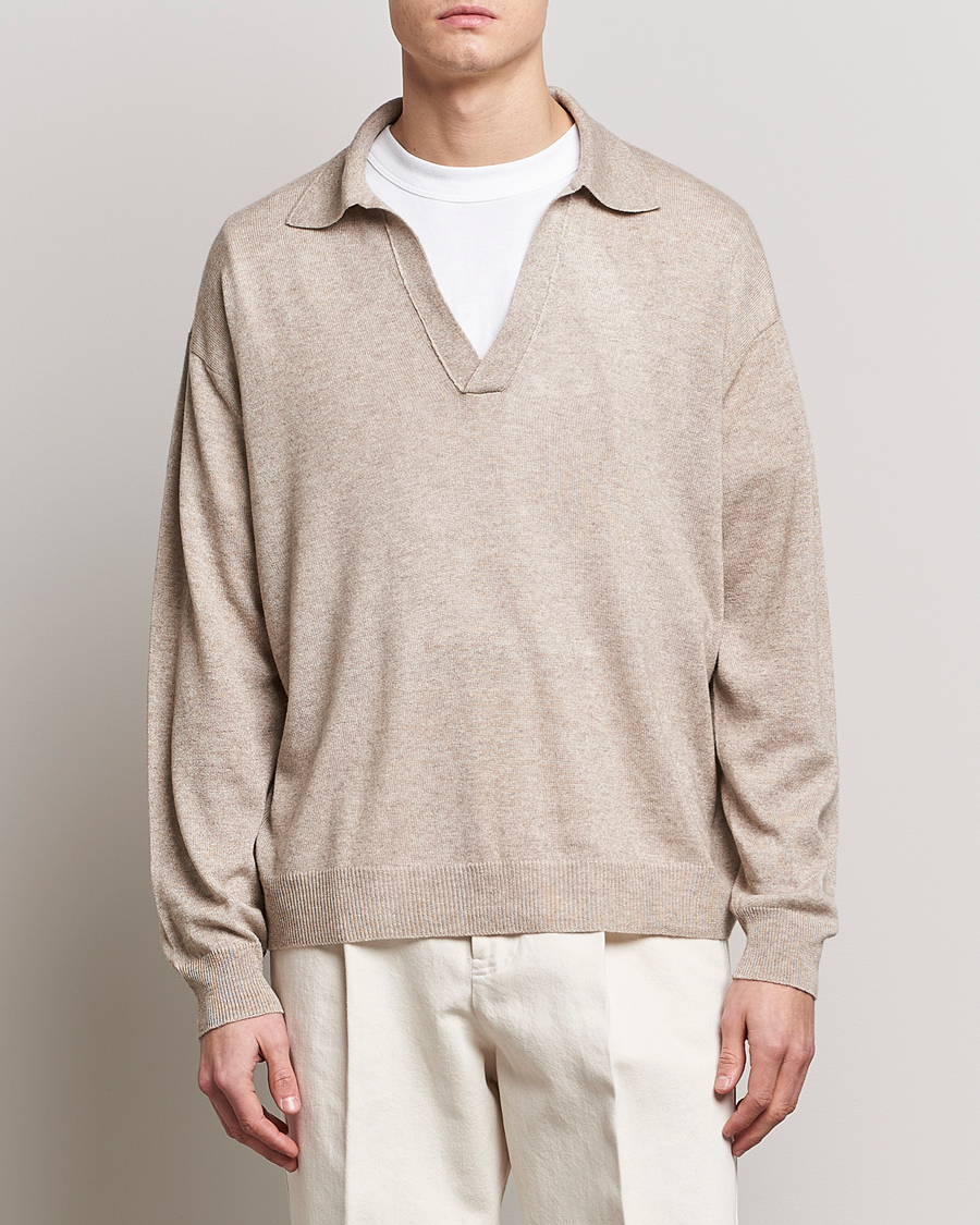 Herre | Trøjer | Auralee | Cashmere/Silk Skipper Polo Beige