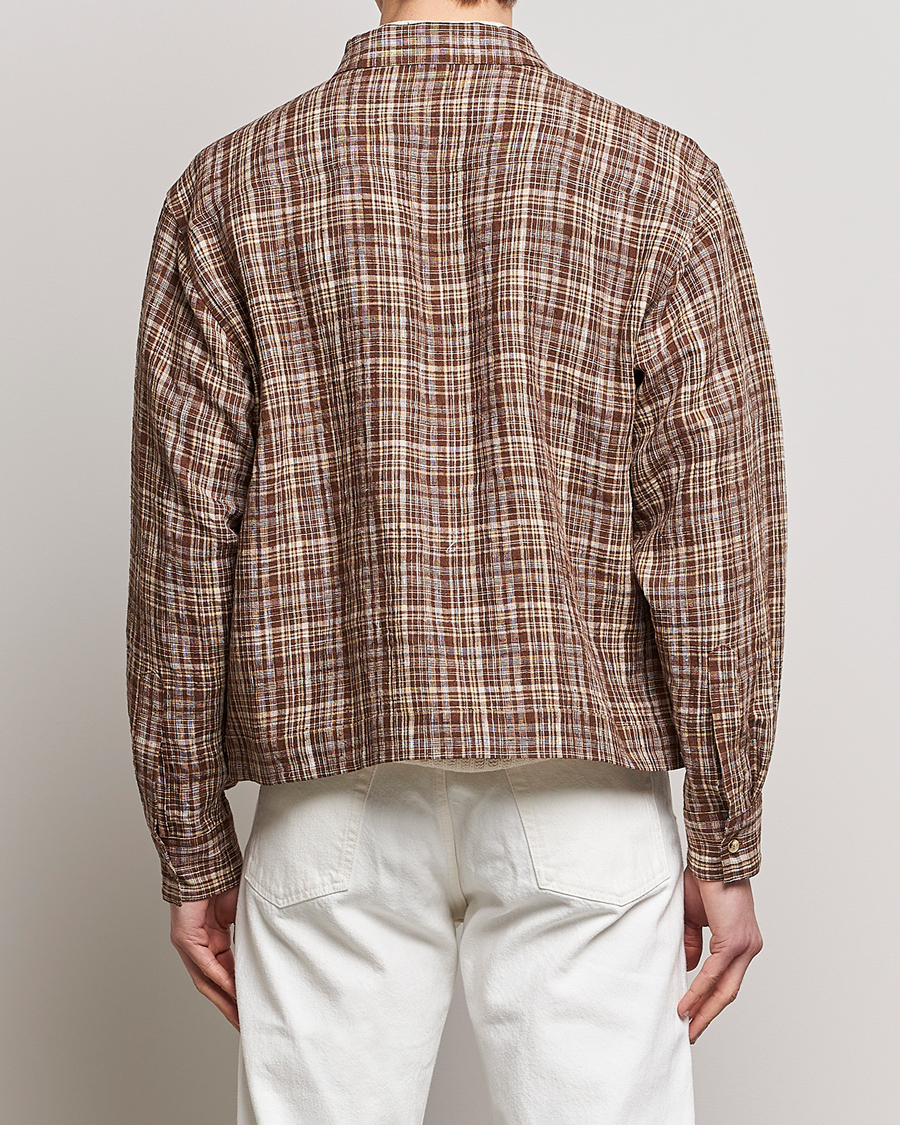 Herre | Jakker | Auralee | Linen/Silk Zip Blouson Brown Check