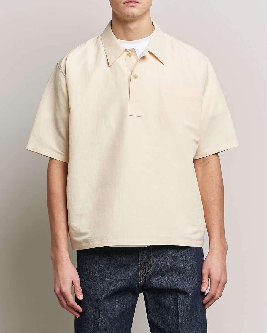 Herre | Kortærmede skjorter | Auralee | Finx Linen Half Sleeved Shirt Ecru
