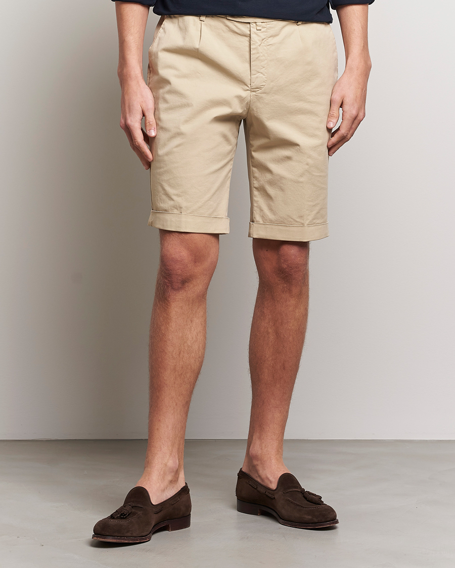 Herre | Chino shorts | Briglia 1949 | Pleated Cotton Shorts Beige