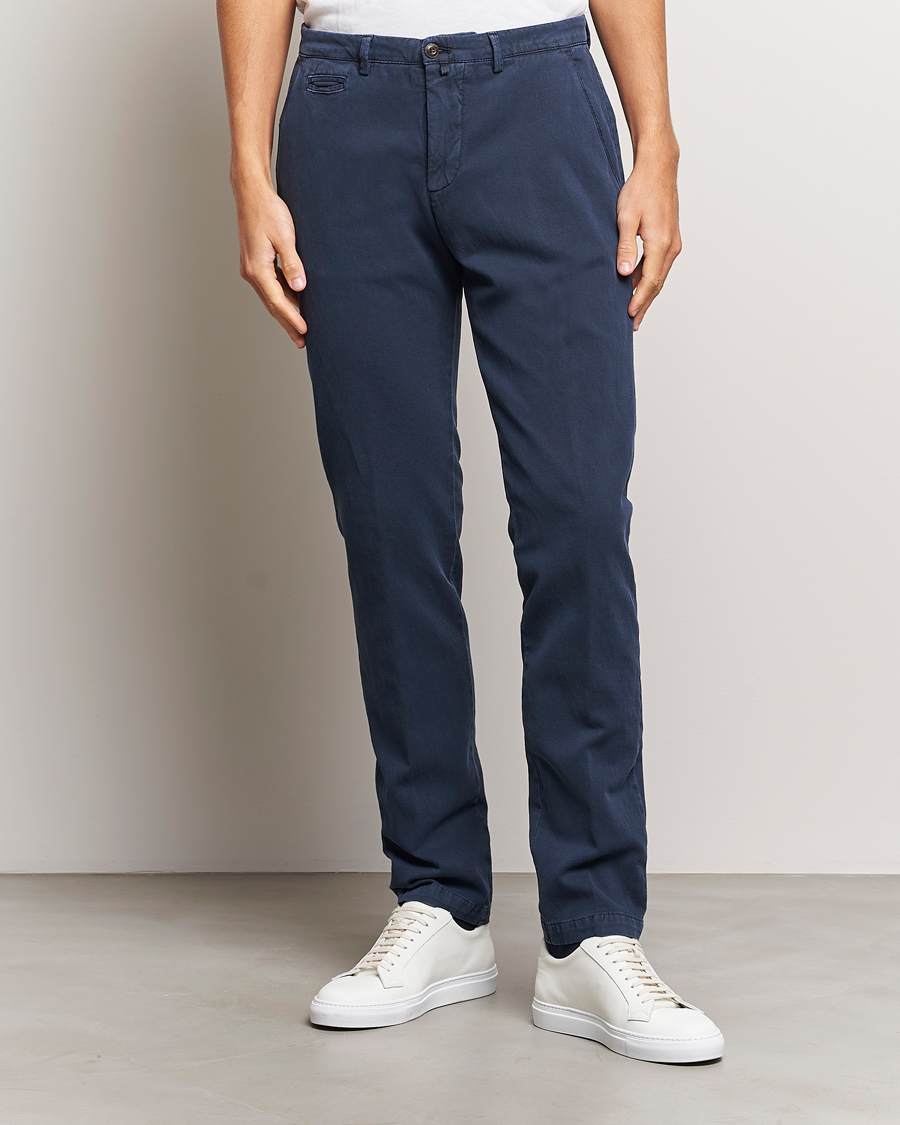 Herre | Hørbukser | Briglia 1949 | Slim Fit Diagonal Cotton Stretch Trousers Navy