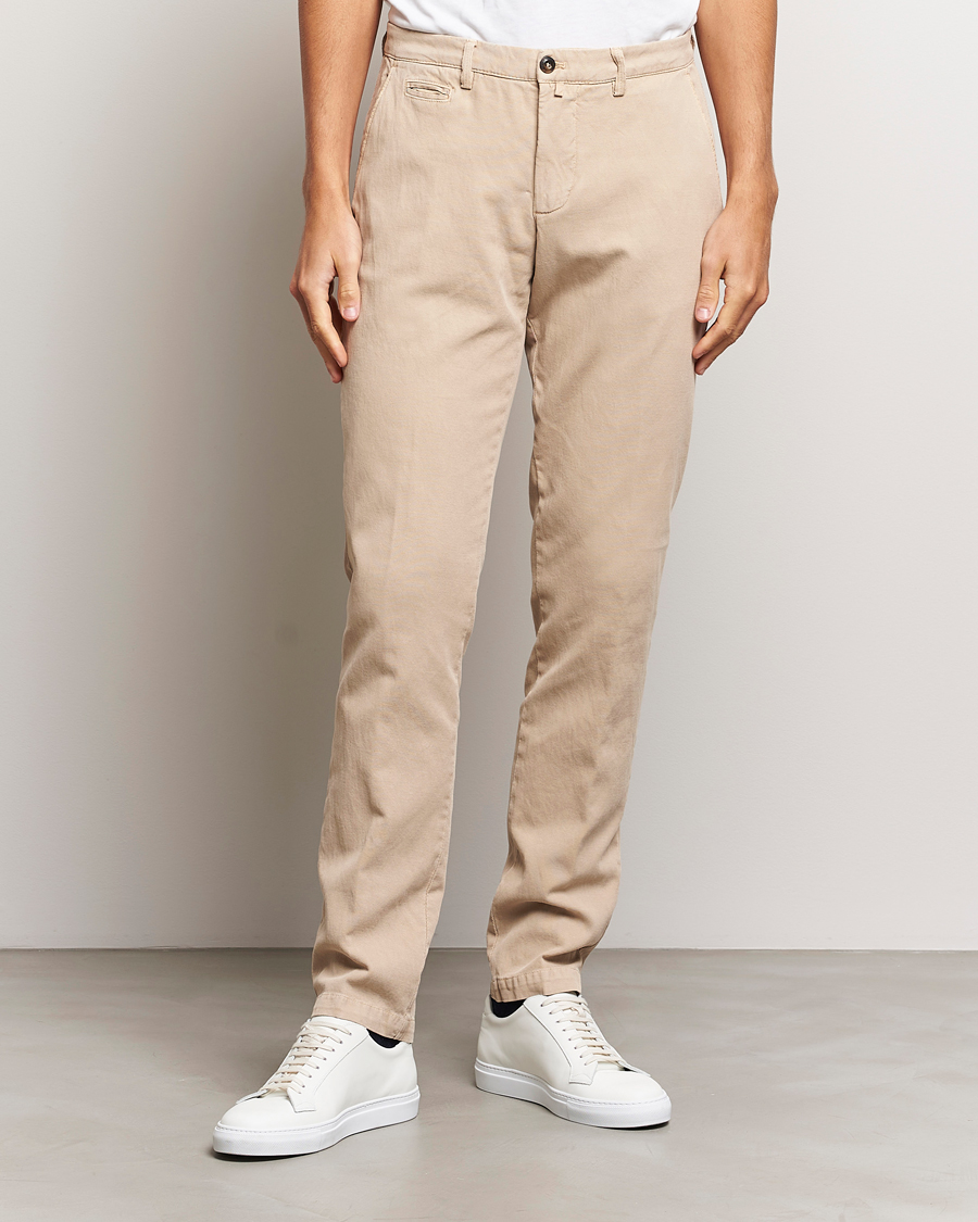 Herre | Bukser | Briglia 1949 | Slim Fit Diagonal Cotton Stretch Trousers Beige