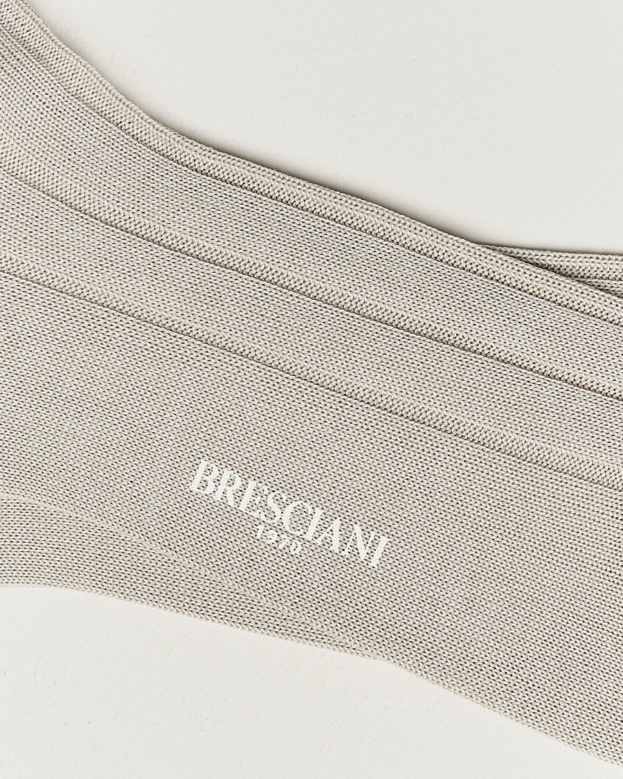 Herre |  | Bresciani | Wide Ribbed Cotton Socks Off White