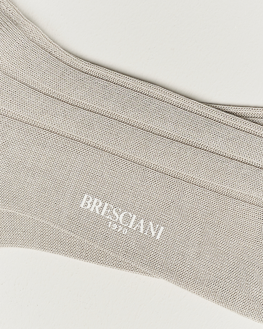 Herre | Strømper | Bresciani | Wide Ribbed Cotton Socks Off White