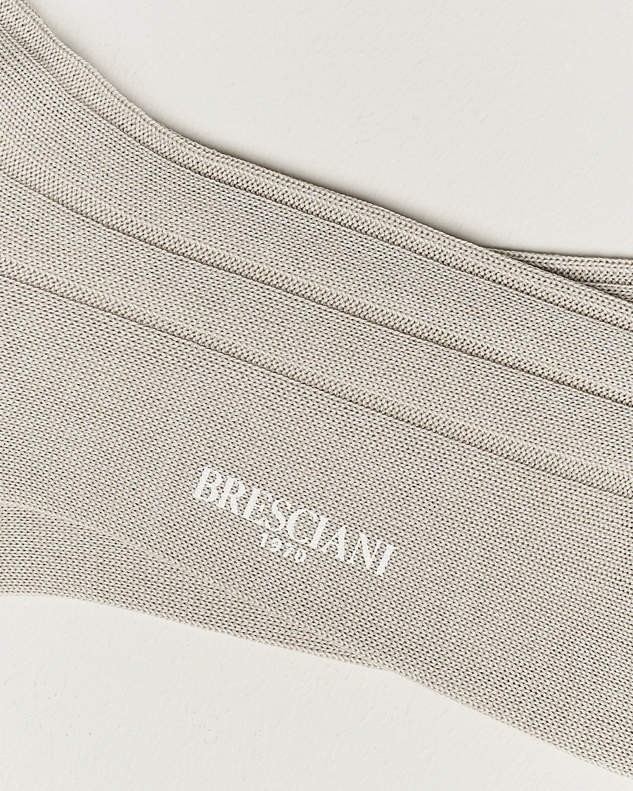 Herre | Undertøj | Bresciani | Wide Ribbed Cotton Socks Off White