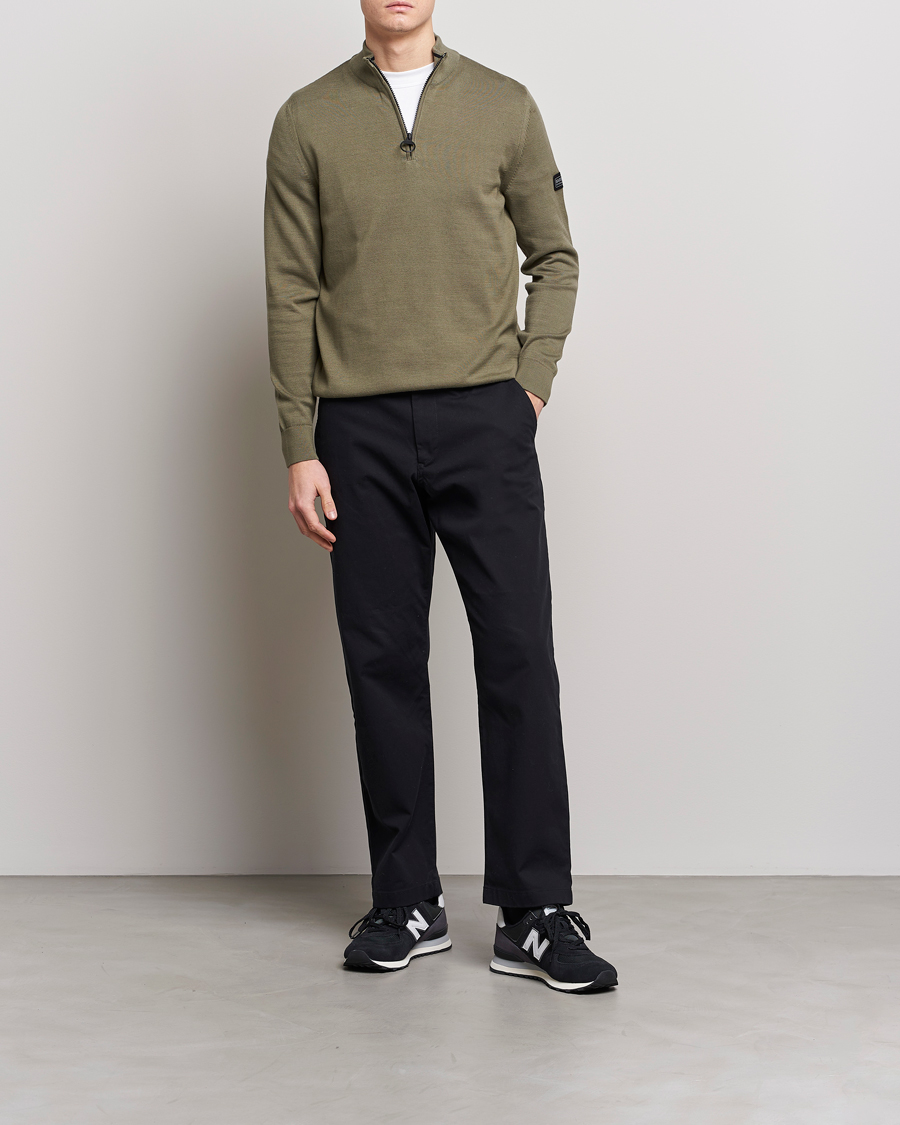 Herre | Trøjer | Barbour International | Cotton Half Zip Light Moss