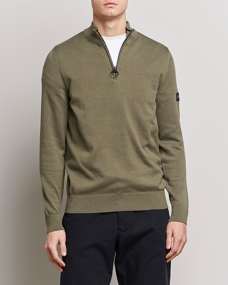 Herre | Trøjer | Barbour International | Cotton Half Zip Light Moss