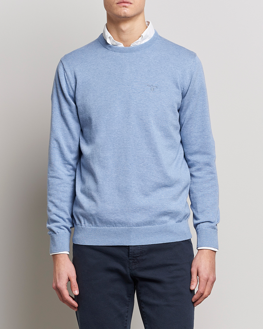 Herre | Barbour Lifestyle | Barbour Lifestyle | Pima Cotton Crew Neck Chambray Blue