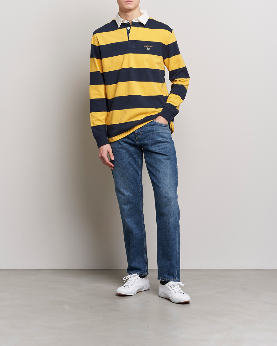Herre | Trøjer | Barbour Lifestyle | Hollywell Striped Rugby Navy/Yellow