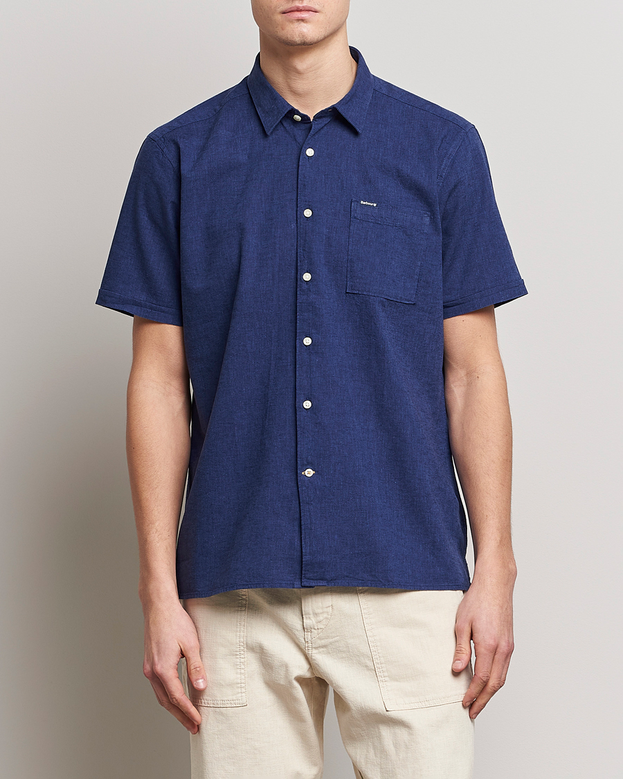 Herre | Skjorter | Barbour Lifestyle | Tailored Fit Nelson Cotton/Linen Shirt Indigo