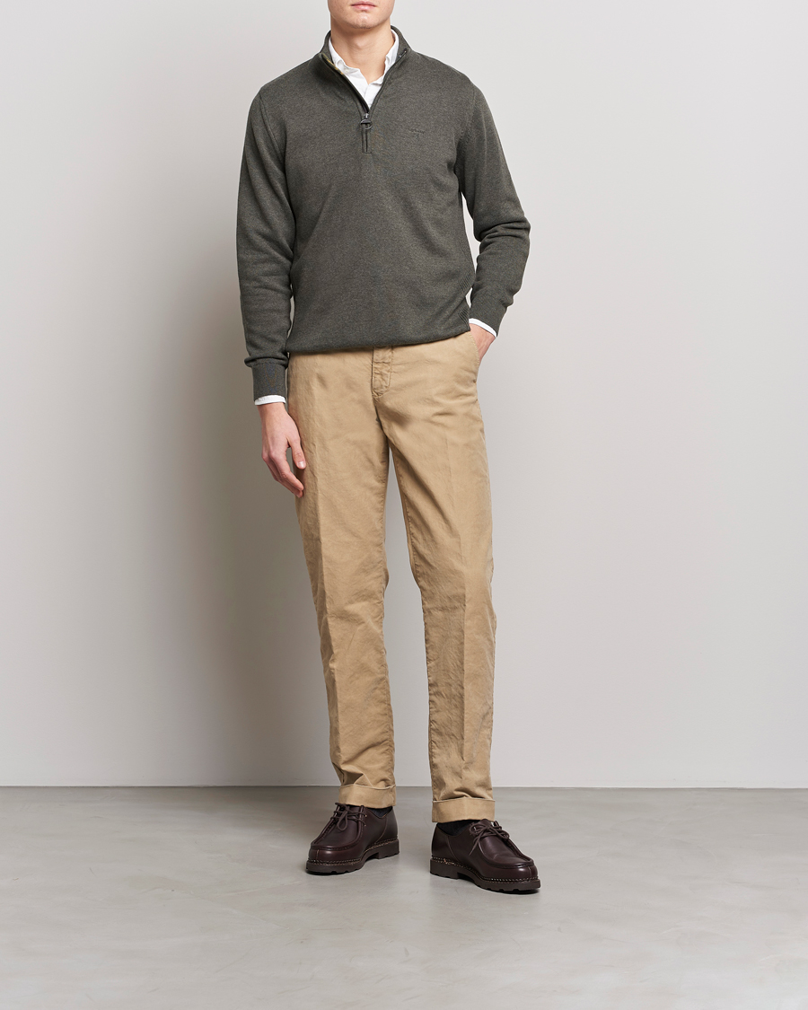 Herre | Trøjer | Barbour Lifestyle | Cotton Half Zip Olive Marl