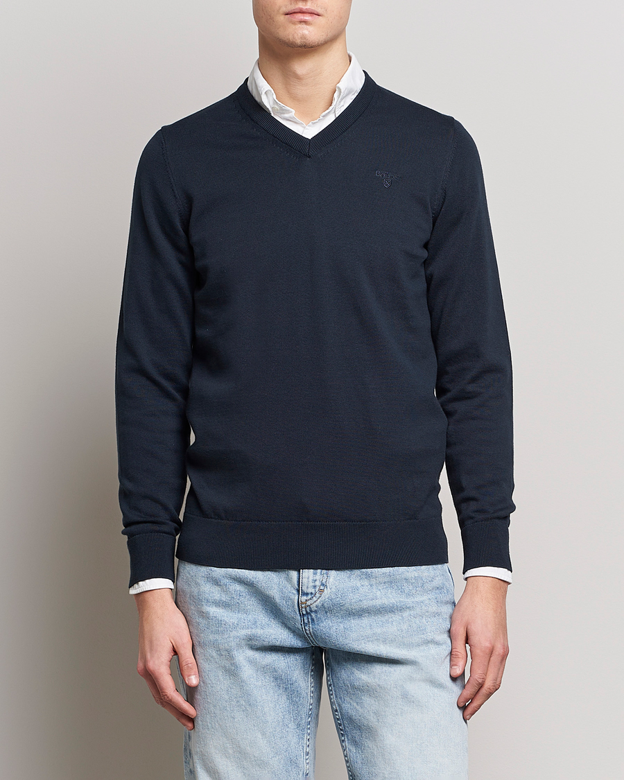 Herre | Pullovers v-hals | Barbour Lifestyle | Pima Cotton V-Neck Navy