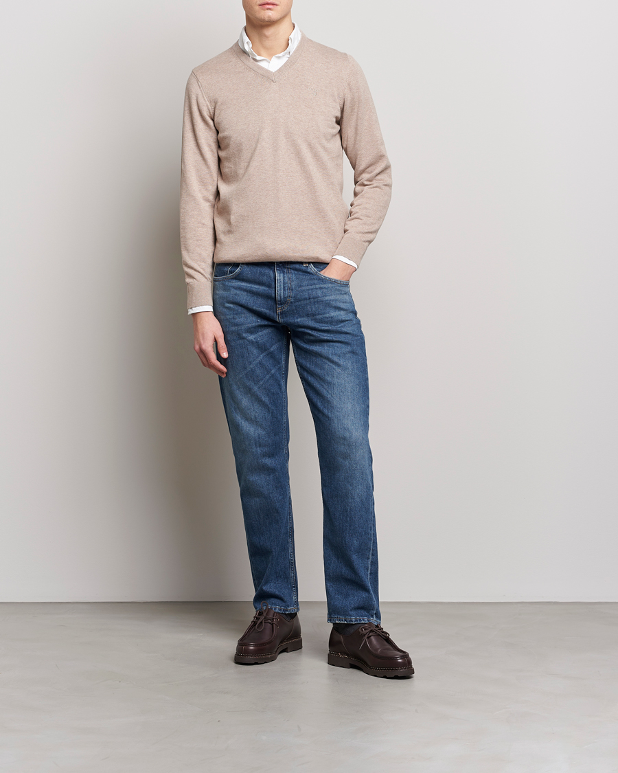 Herre | Trøjer | Barbour Lifestyle | Pima Cotton V-Neck Sand Marl