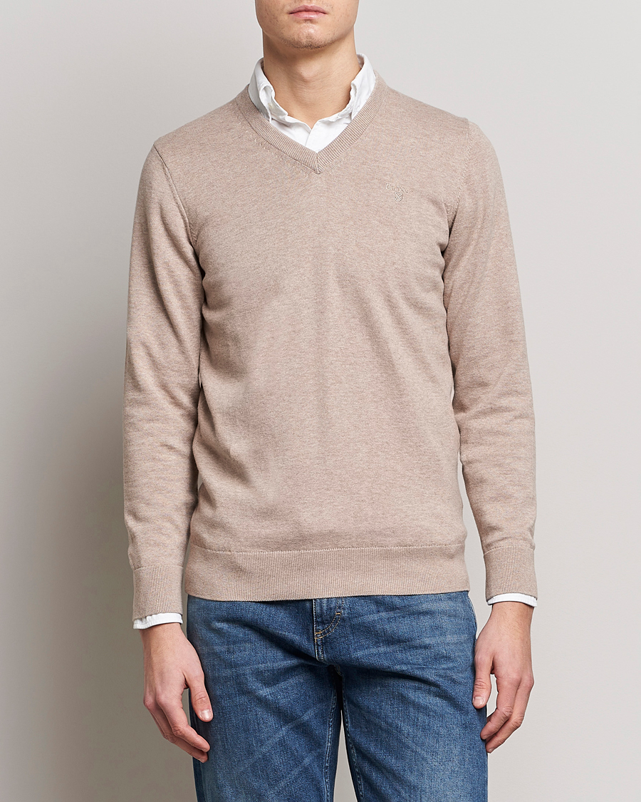 Herre | Trøjer | Barbour Lifestyle | Pima Cotton V-Neck Sand Marl