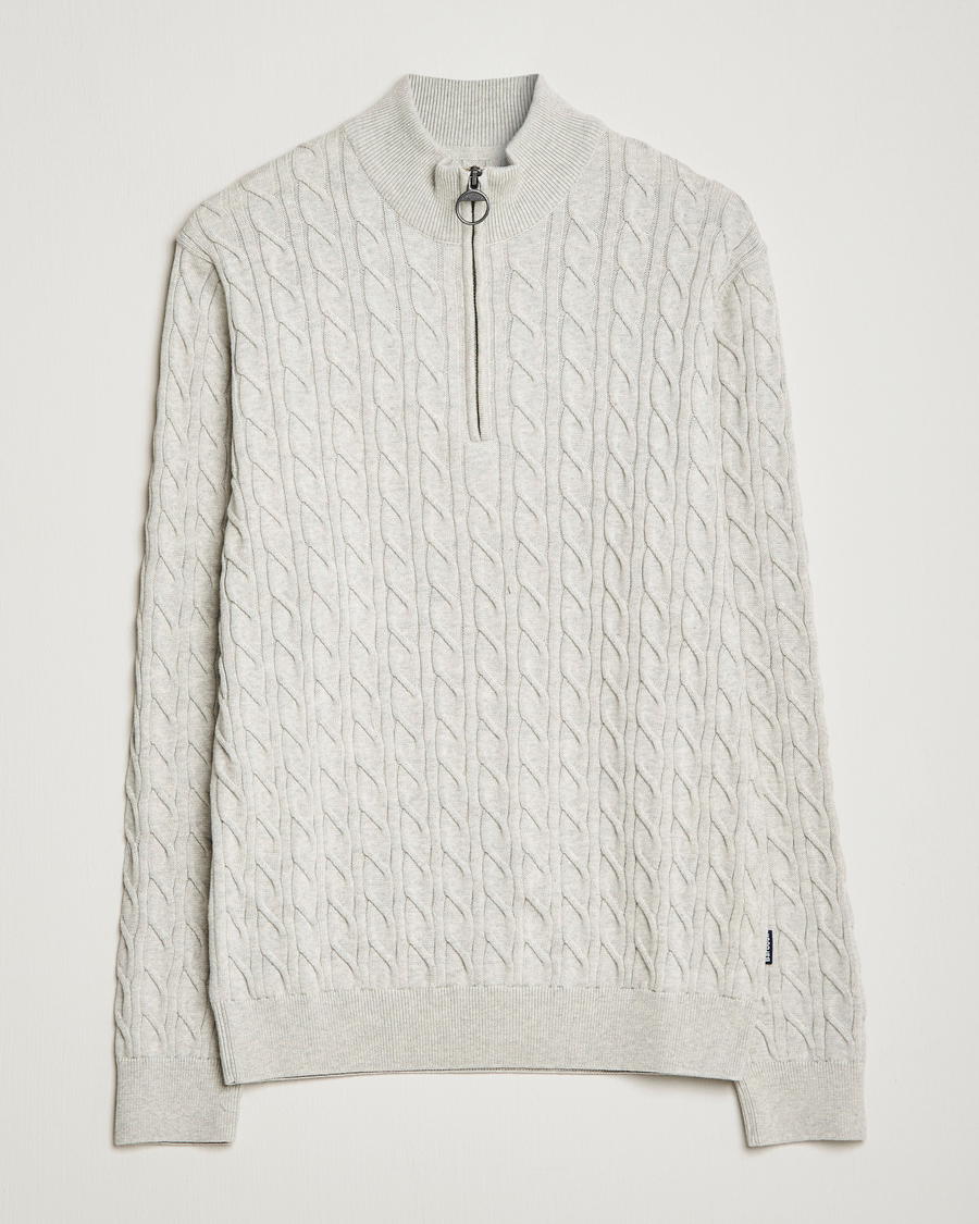 Herre | Trøjer | Barbour Lifestyle | Cable Knit Half Zip Ecru Marl