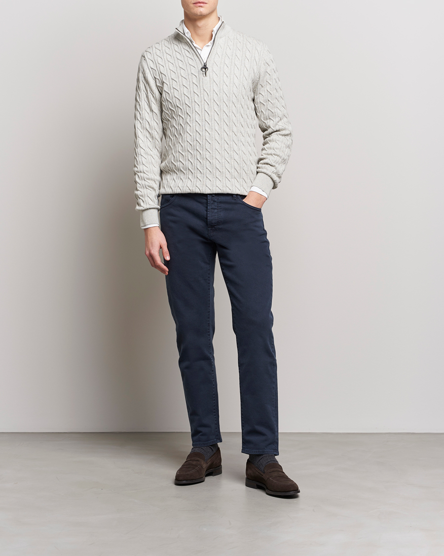 Herre | Trøjer | Barbour Lifestyle | Cable Knit Half Zip Ecru Marl