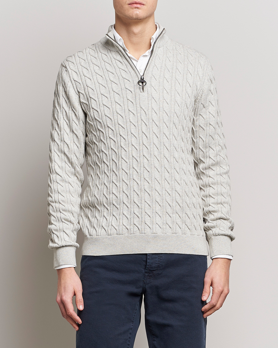 Herre | Trøjer | Barbour Lifestyle | Cable Knit Half Zip Ecru Marl