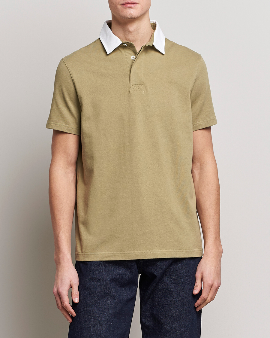 Herre | Rugbytrøjer | Barbour White Label | Wilson Short Sleeve Cotton Polo Bleached Olive