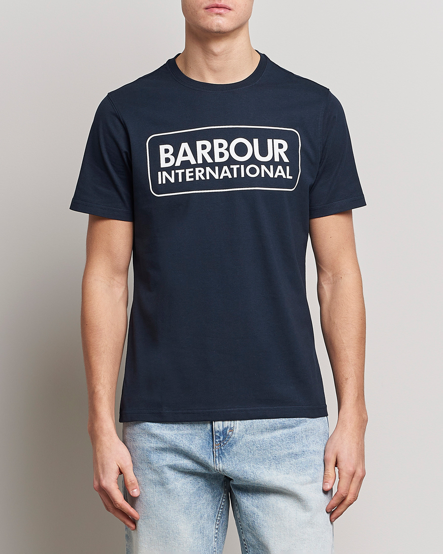 Herre | Kortærmede t-shirts | Barbour International | Large Logo Crew Neck Tee Navy