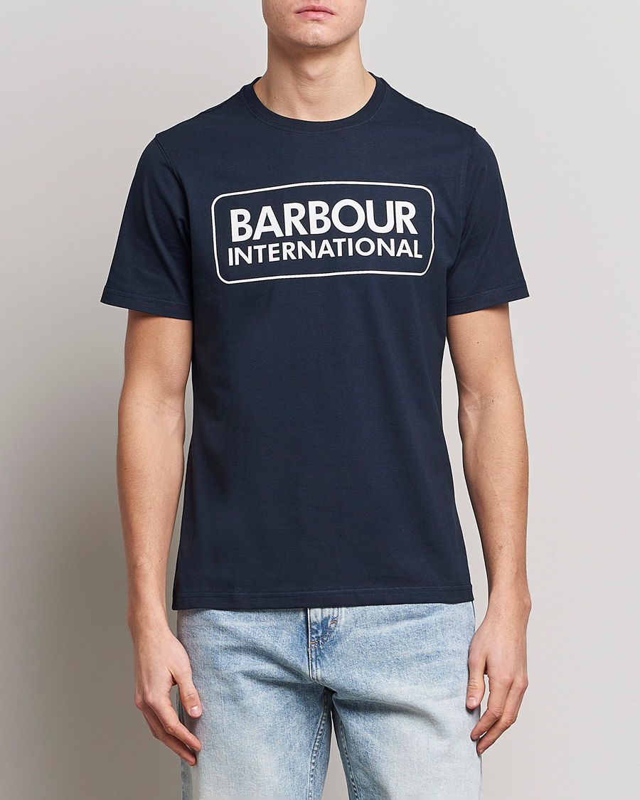 Herre | Barbour | Barbour International | Large Logo Crew Neck Tee Navy