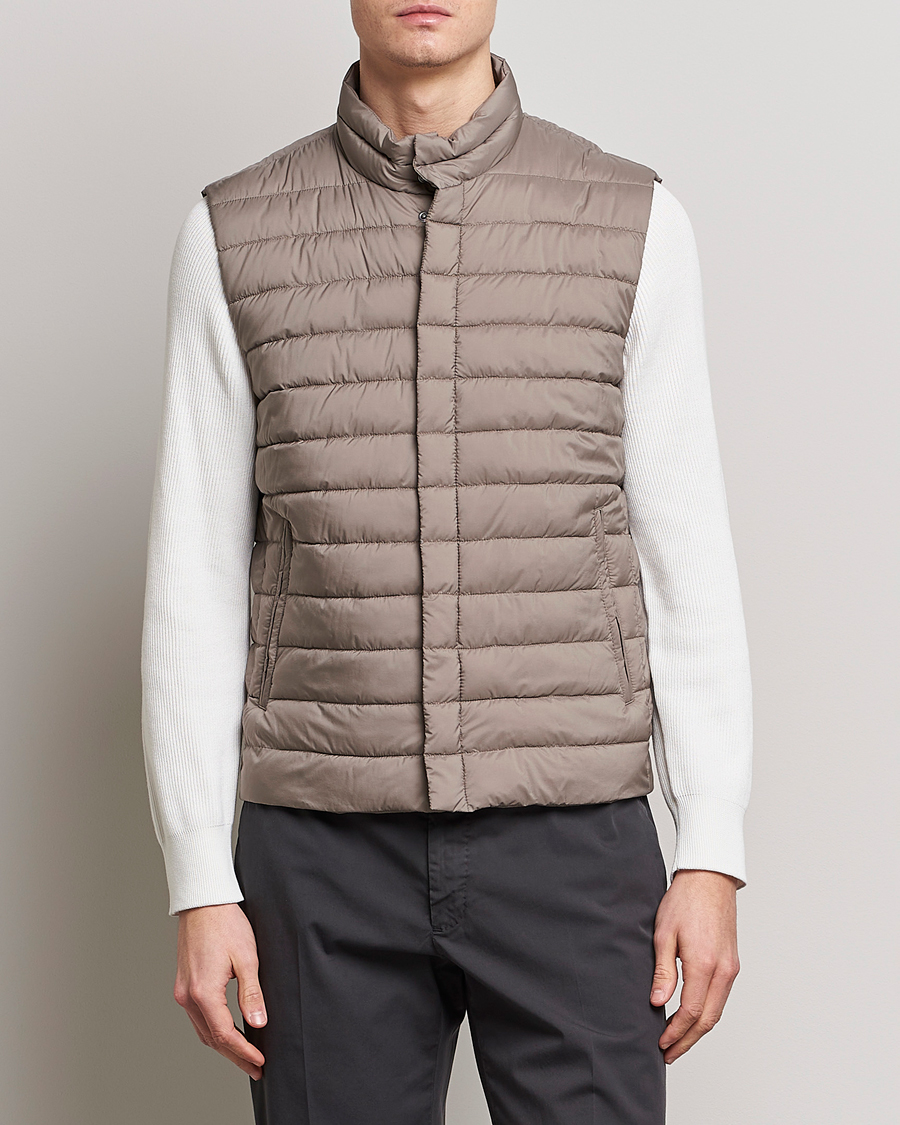 Herre | Veste | Herno | Nuage Matt Nylon Vest Taupe