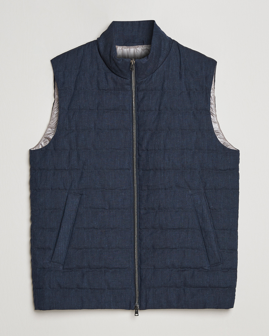 Herre | Veste | Herno | Padded Linen Vest Navy