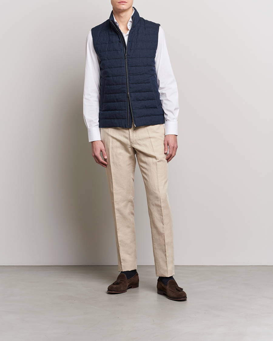 Herre | Veste | Herno | Padded Linen Vest Navy