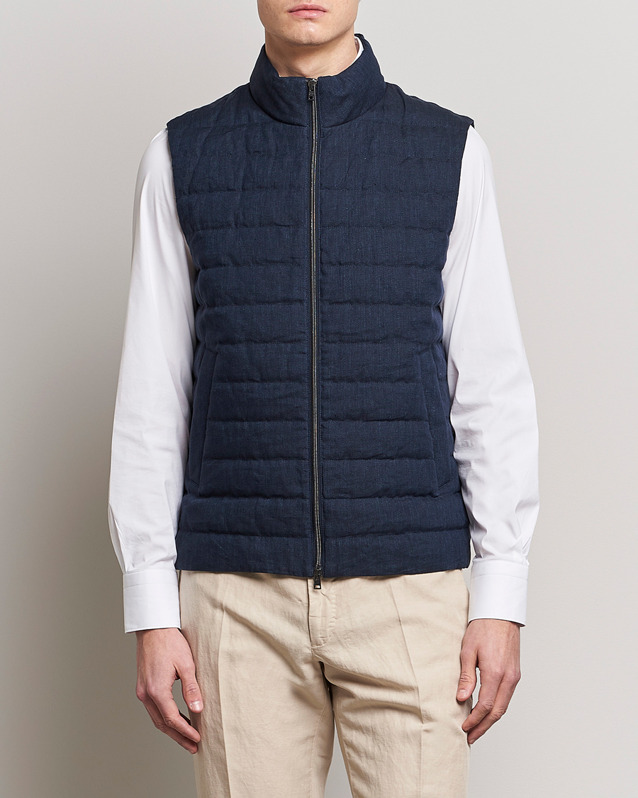 Herre | Veste | Herno | Padded Linen Vest Navy