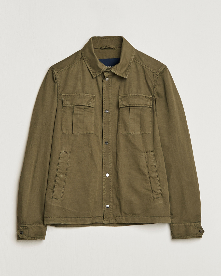 Herre | Jakker | Herno | Washed Cotton/Linen Shirt Jacket Army Green