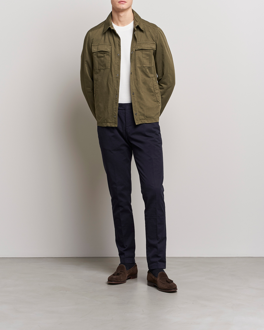 Herre | Jakker | Herno | Washed Cotton/Linen Shirt Jacket Army Green