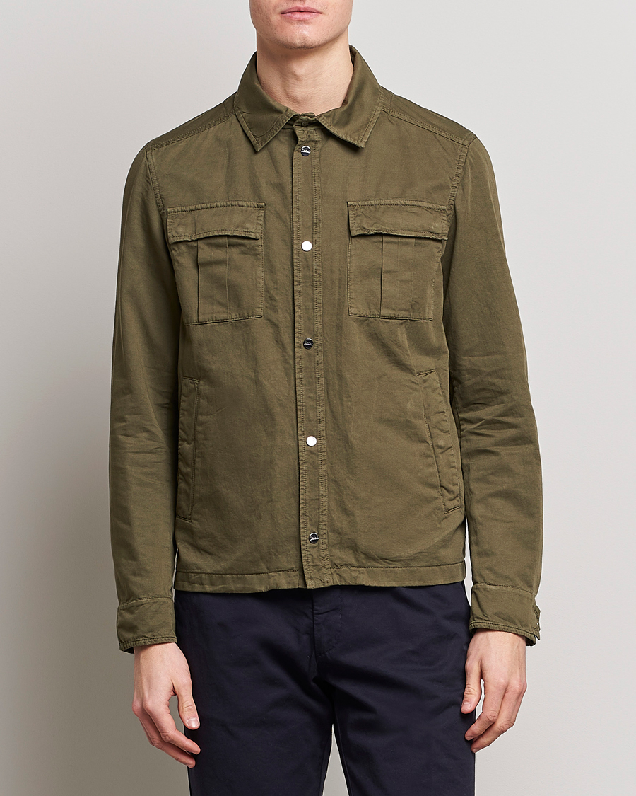 Herre | Herno | Herno | Washed Cotton/Linen Shirt Jacket Army Green