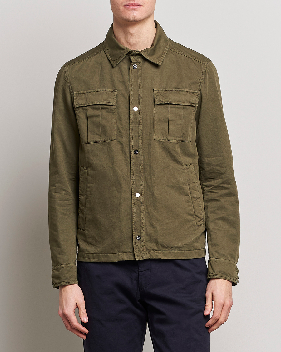Herre | Jakker | Herno | Washed Cotton/Linen Shirt Jacket Army Green
