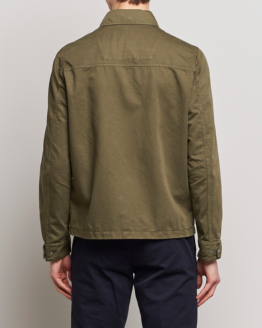 Herre | Jakker | Herno | Washed Cotton/Linen Shirt Jacket Army Green