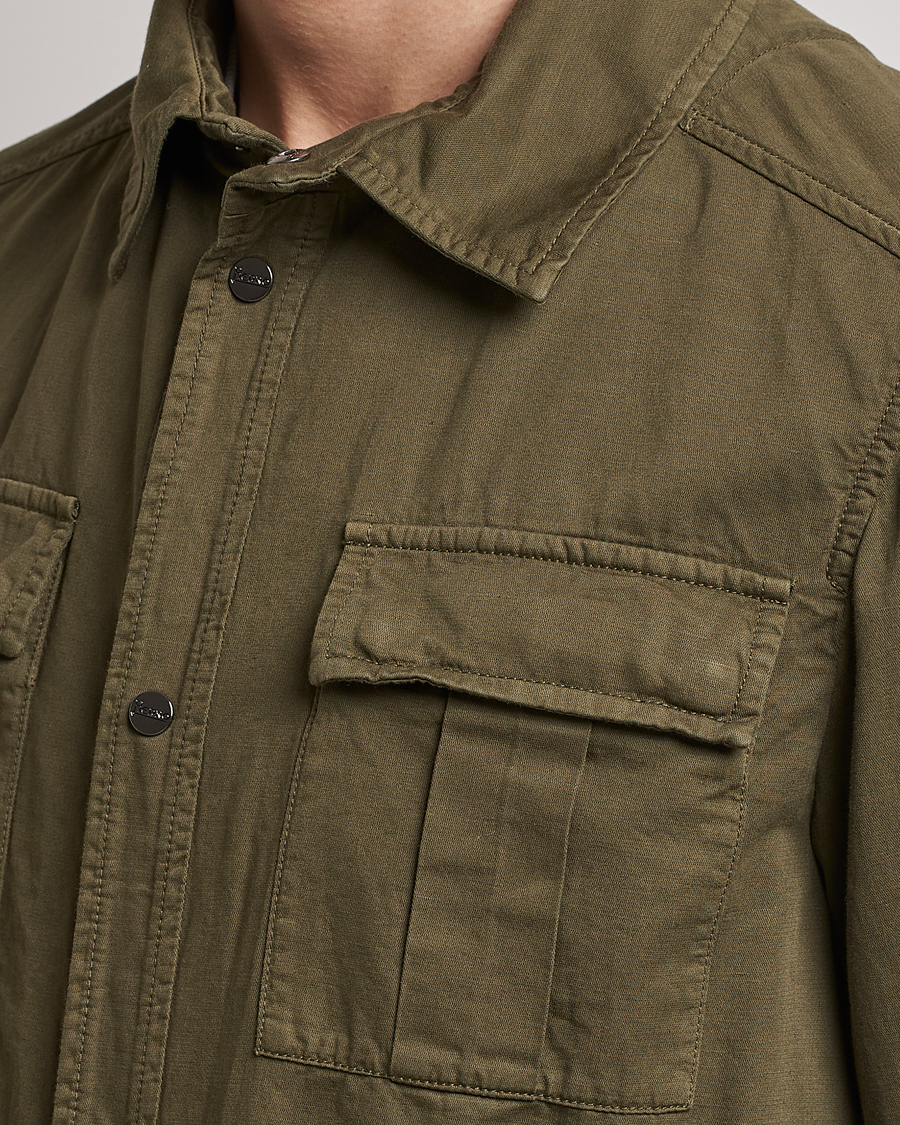 Herre | Jakker | Herno | Washed Cotton/Linen Shirt Jacket Army Green