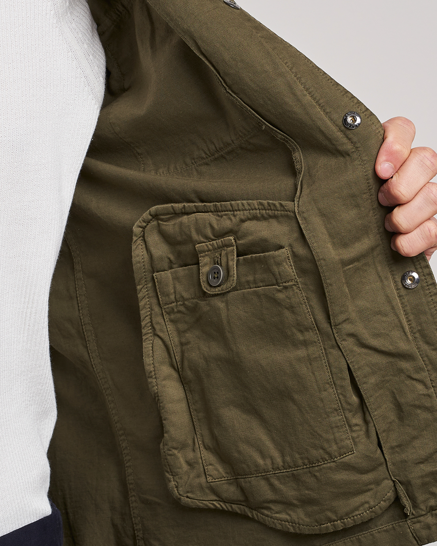 Herre | Jakker | Herno | Washed Cotton/Linen Shirt Jacket Army Green