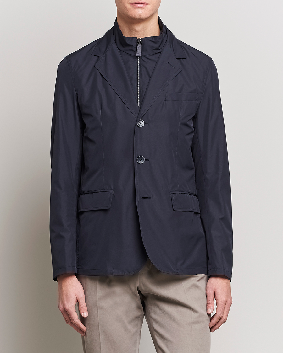 Herre | Tynde jakker | Herno | Nylon Zip Blazer Navy