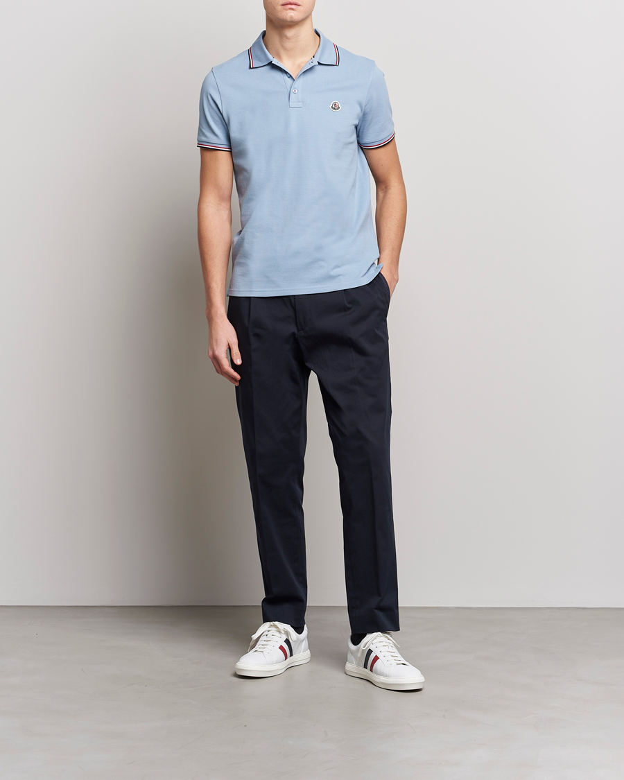 Herre | Polotrøjer | Moncler | Contrast Rib Polo Light Blue