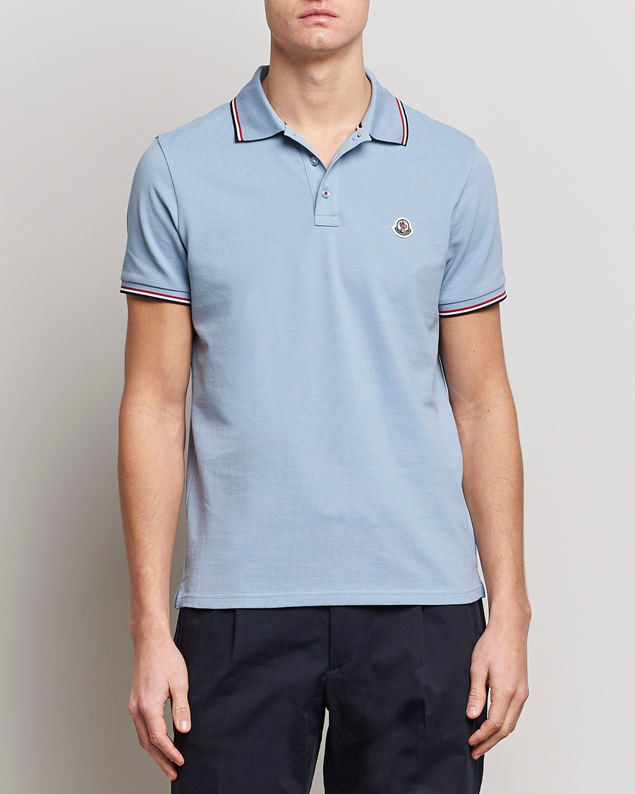 Herre | Moncler | Moncler | Contrast Rib Polo Light Blue