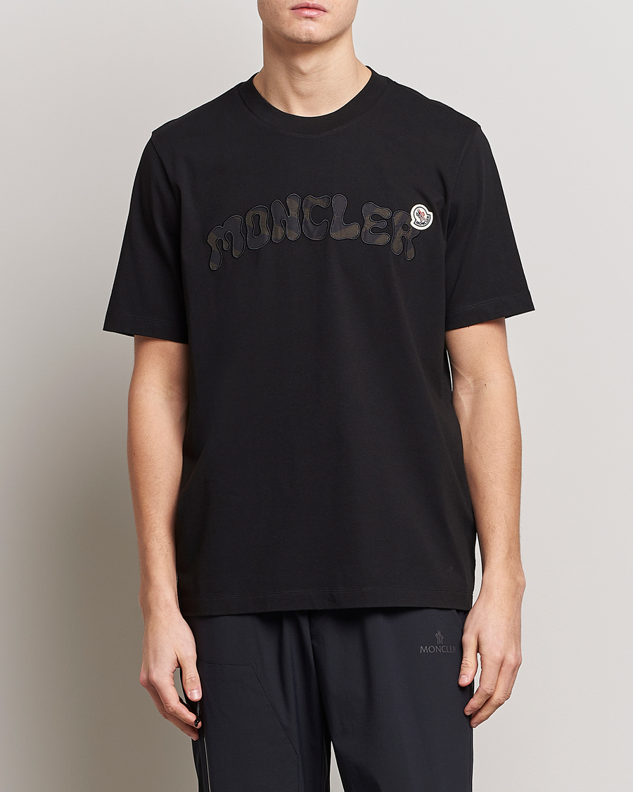 Herre | T-Shirts | Moncler | Camouflage Lettering T-Shirt Black