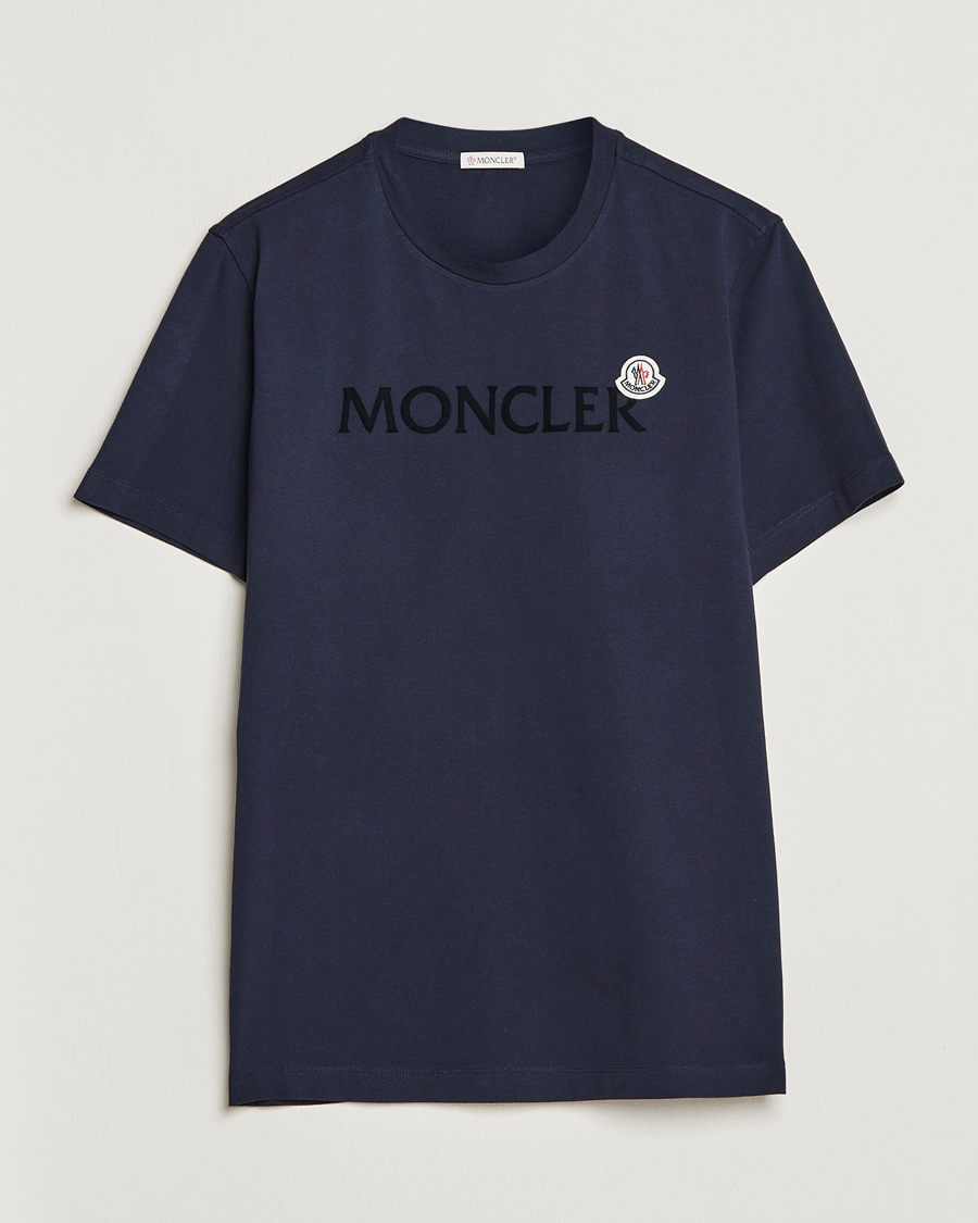 Herre | T-Shirts | Moncler | Lettering T-Shirt Navy