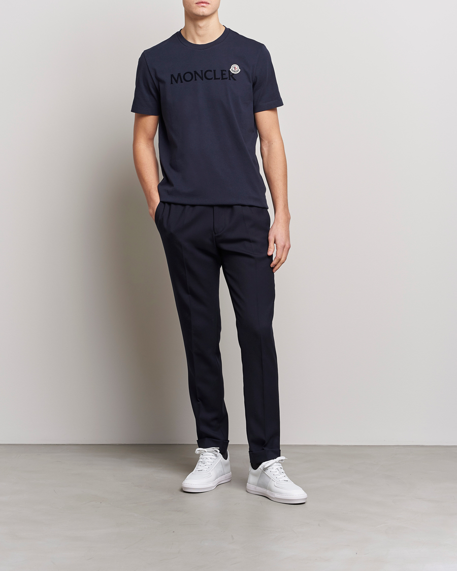 Herre | T-Shirts | Moncler | Lettering T-Shirt Navy