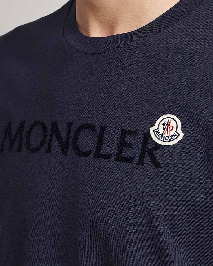 Herre | T-Shirts | Moncler | Lettering T-Shirt Navy