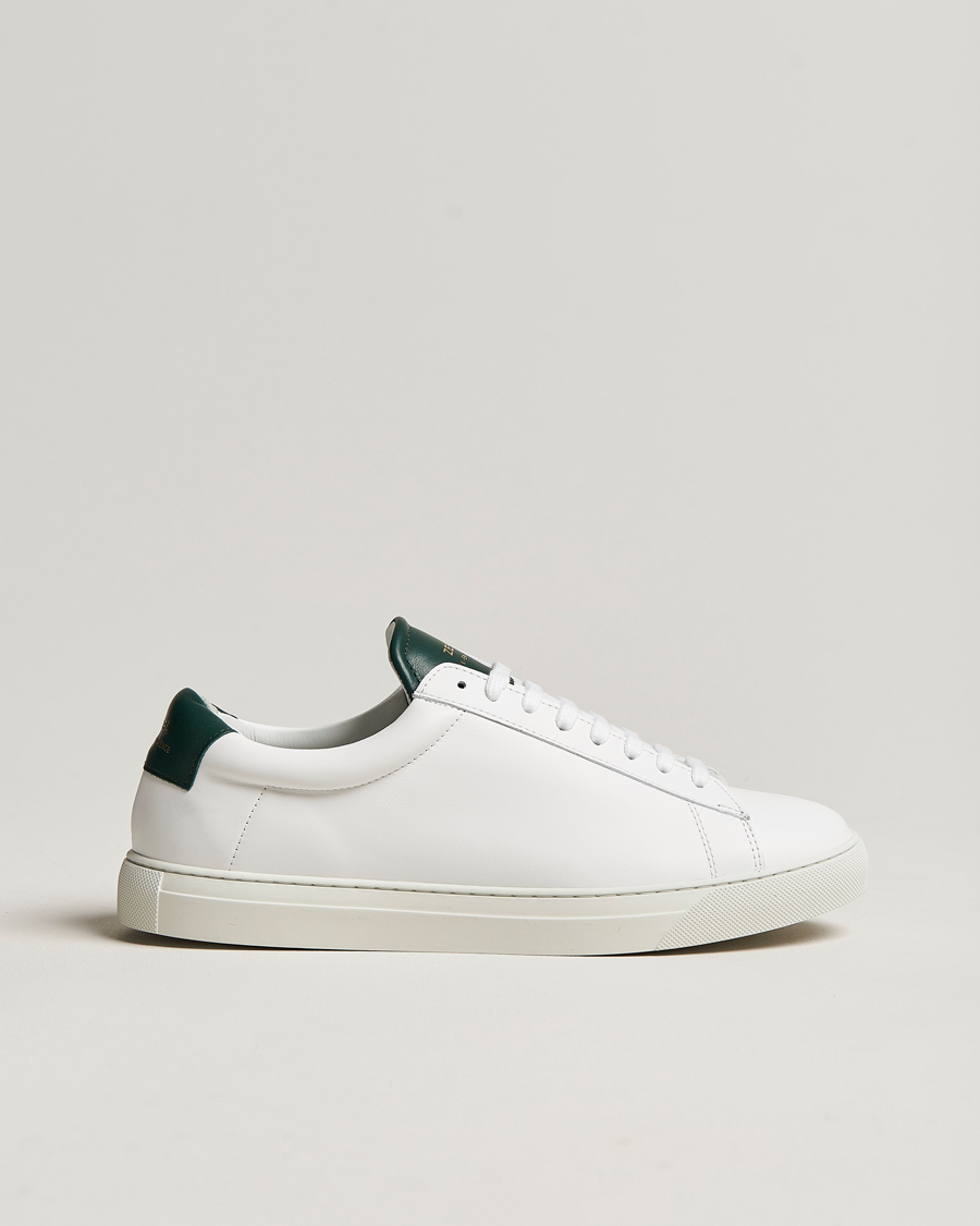 Herre | Zespà ZSP4 Nappa Leather Sneakers White/Dark Green | Zespà | ZSP4 Nappa Leather Sneakers White/Dark Green