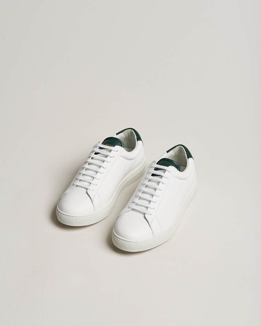 Herre | Sko | Zespà | ZSP4 Nappa Leather Sneakers White/Dark Green