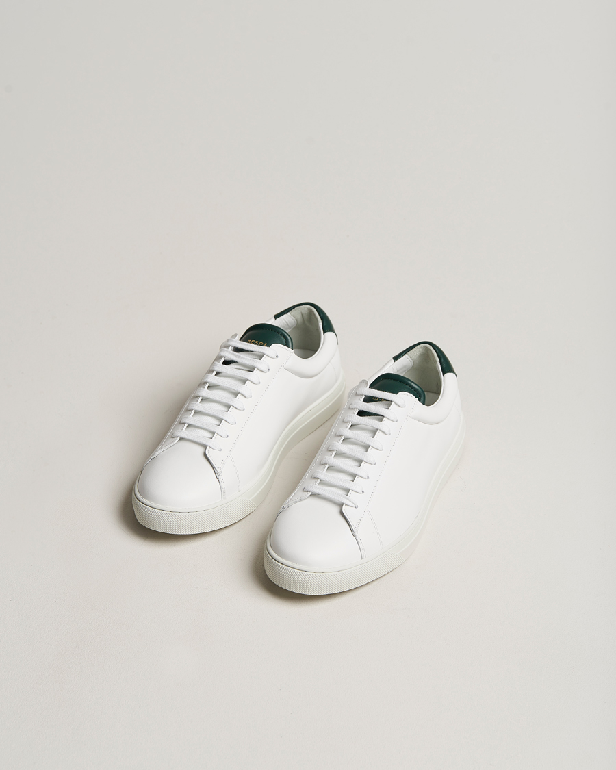 Herre | Zespà ZSP4 Nappa Leather Sneakers White/Dark Green | Zespà | ZSP4 Nappa Leather Sneakers White/Dark Green