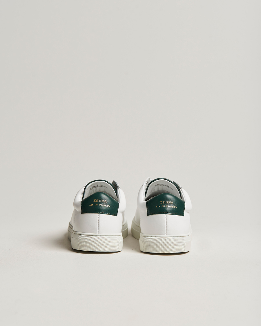 Herre | Zespà ZSP4 Nappa Leather Sneakers White/Dark Green | Zespà | ZSP4 Nappa Leather Sneakers White/Dark Green