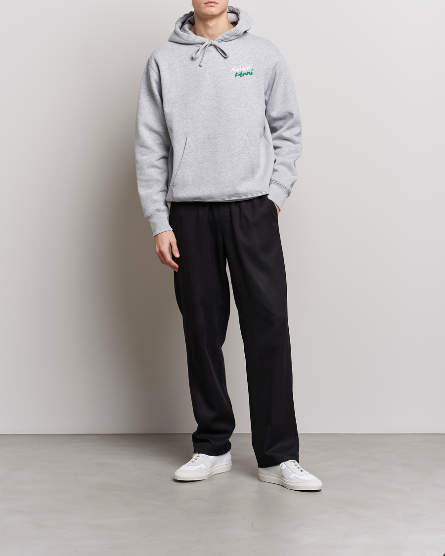 Herre | Trøjer | Maison Kitsuné | Mini Handwriting Hoodie Light Grey Melange