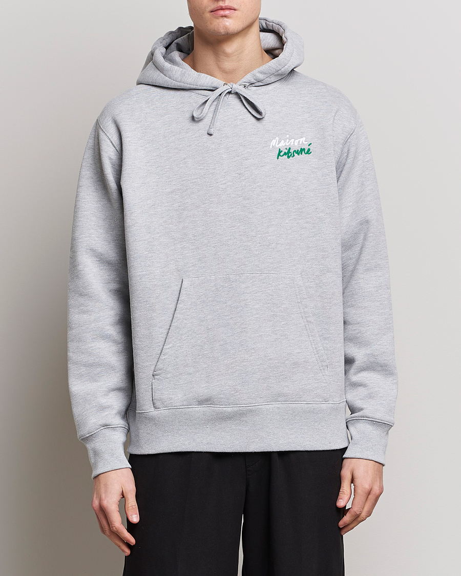 Herre | Trøjer | Maison Kitsuné | Mini Handwriting Hoodie Light Grey Melange